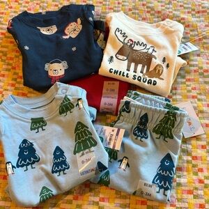 Garanimals Baby Boys Size 0-3 months 3 Bodysuits 2 Pants Sets New NWT Christmas